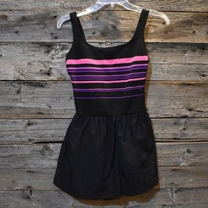 Vintage Swim - VTG 80s Black Neon Stripe Swimsuit w/ Shorts 10 Vintage Swim - VTG 80s Black Neon Stripe Swimsuit w/ Shorts 10